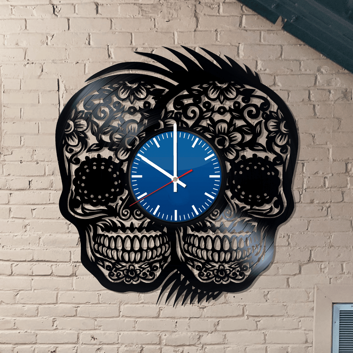 Scull, It Is Real Vinyl Record, Wall Clock , Birthday Gift Idea For Scull Art Lovers, Unique Christmas Gift, Halloween D���������cor, Skeleton