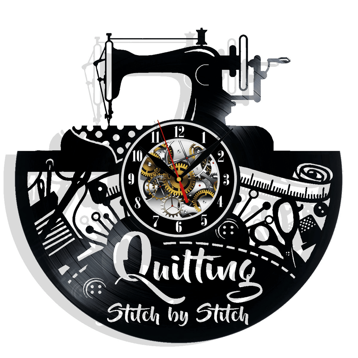 Quilting Stitch By Stitch Vinyl Record Wall Clock Gifts For Him Her Kids Decor For Home Bedroom Bathroom Surprise Ideas For Best Friends