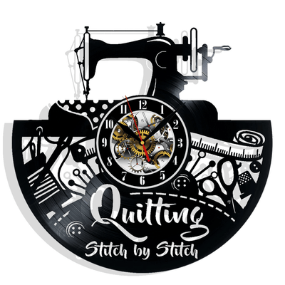 Quilting Stitch By Stitch Vinyl Record Wall Clock Gifts For Him Her Kids Decor For Home Bedroom Bathroom Surprise Ideas For Best Friends