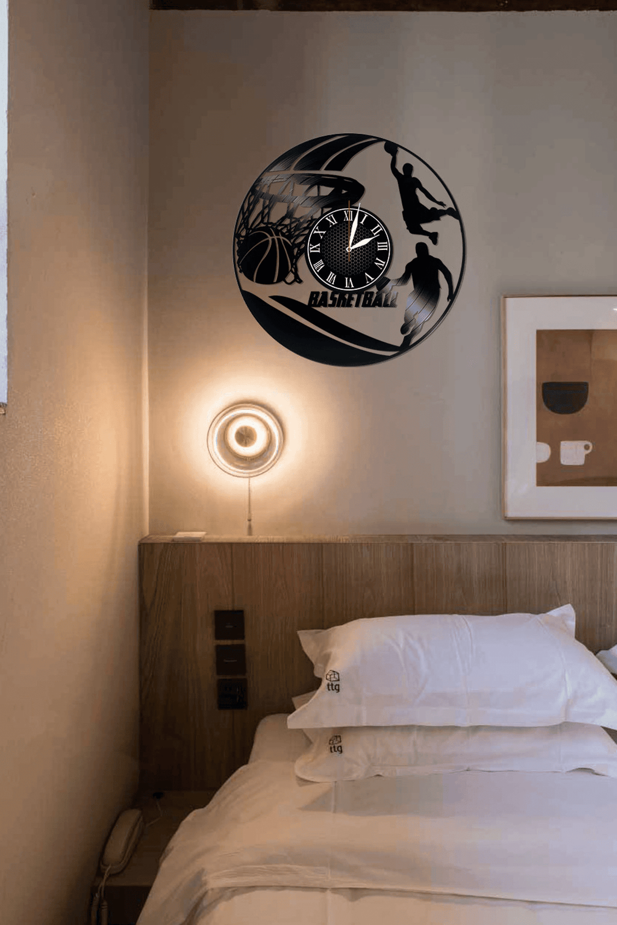 Hand Made Vinyl Record Clock, Gift For Basketball Lovers, Vintage Clock, Wall D���������cor College Teenage Kids Play Game Room, Motivation Clock