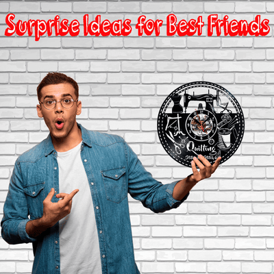 Quilting Stitch By Stitch Vinyl Record Wall Clock Gifts For Him Her Kids Decor For Home Bedroom Bathroom Surprise Ideas For Best Friends