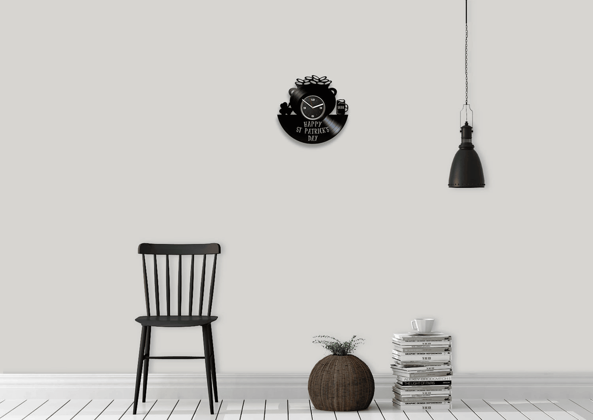St Patrick's Day Vinyl Record Large Wall Clock Original Decor For Bar Patrick Day Artwork Housewarming Gift Ideas