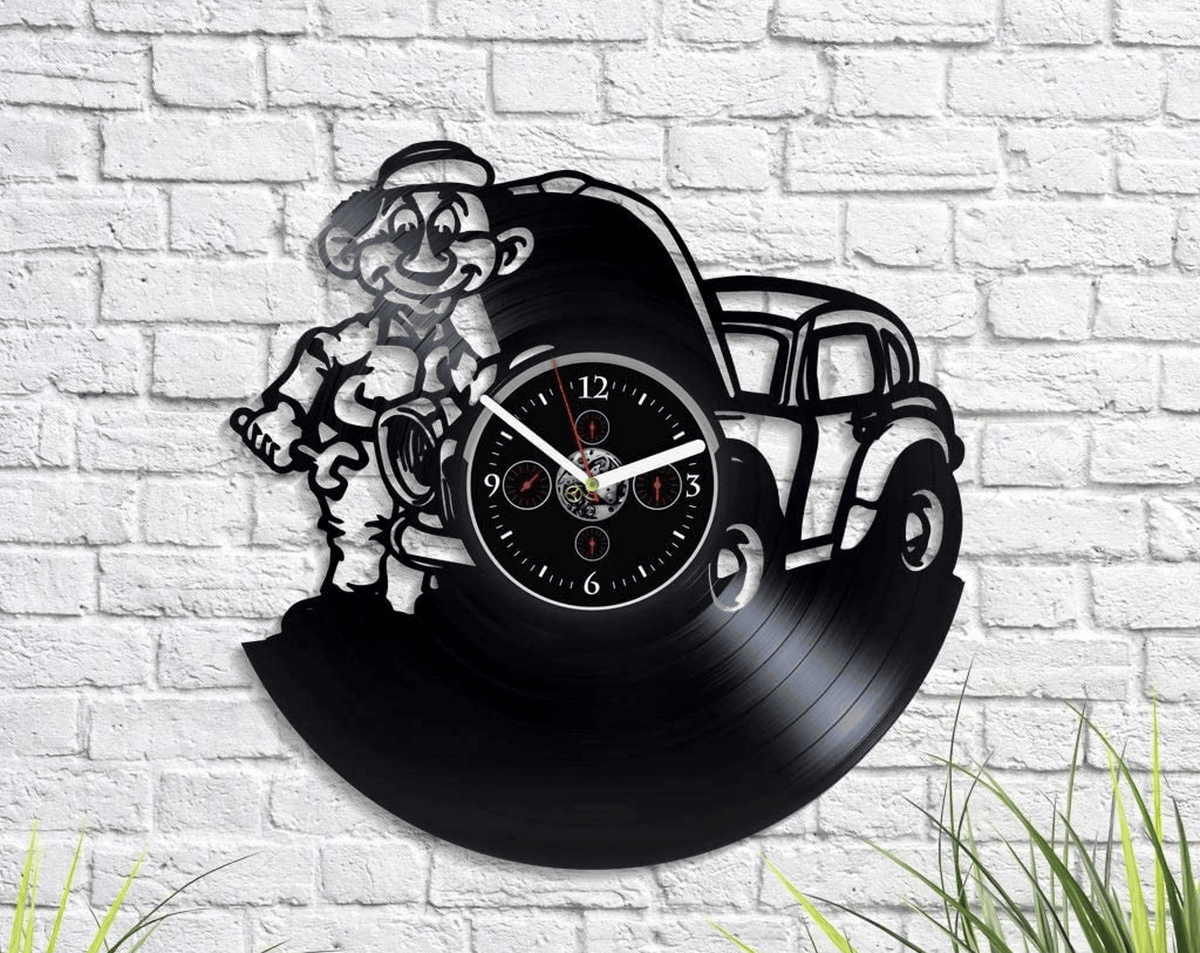 Mechanic Vinyl Record Clock Vintage Wall Art Decor For Garage Original Christmas Gift For Him