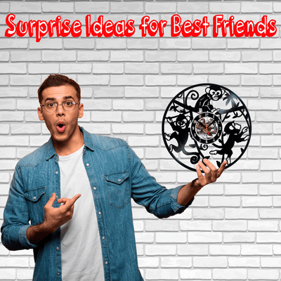 Monkey Vinyl Record Wall Clock Gifts For Him Her Kids Decor For Home Bedroom Bathroom Kitchen Art Surprise Ideas For Best Friends