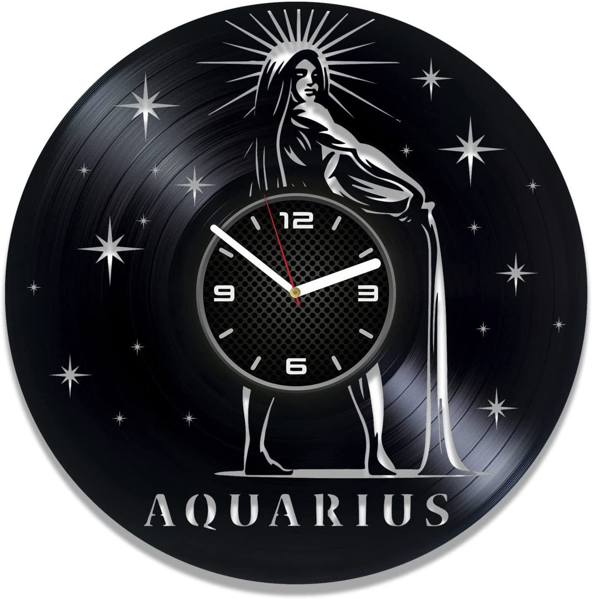 Aquarius Vinyl Record Clock Unique Wall Decor For House Horoscope Gift Astrology Room Decor Anniversary Gift For Wife