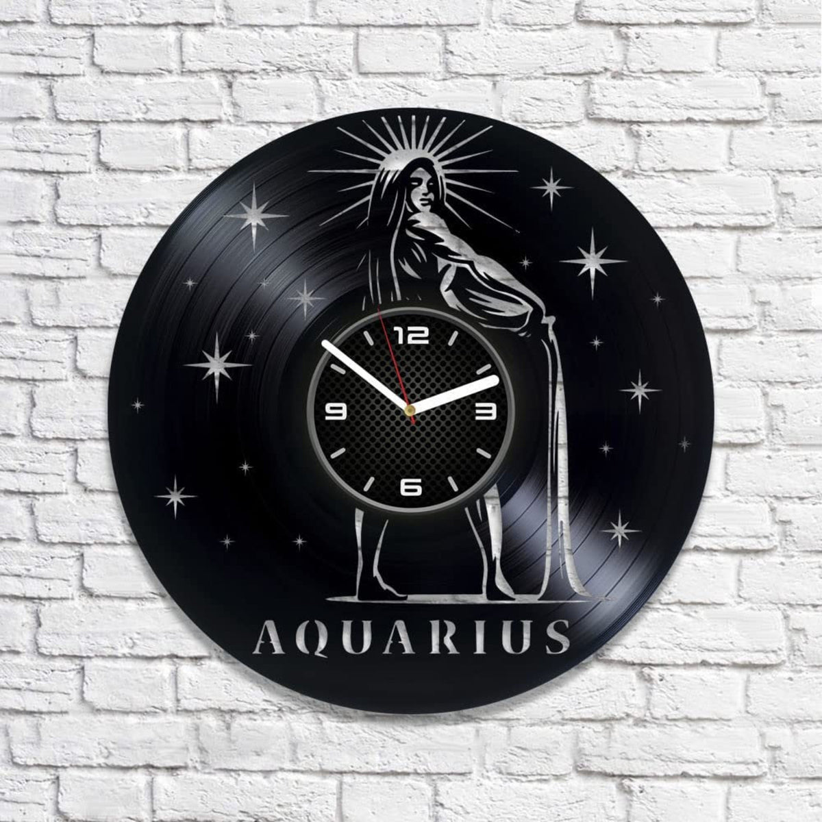 Aquarius Vinyl Record Clock Unique Wall Decor For House Horoscope Gift Astrology Room Decor Anniversary Gift For Wife