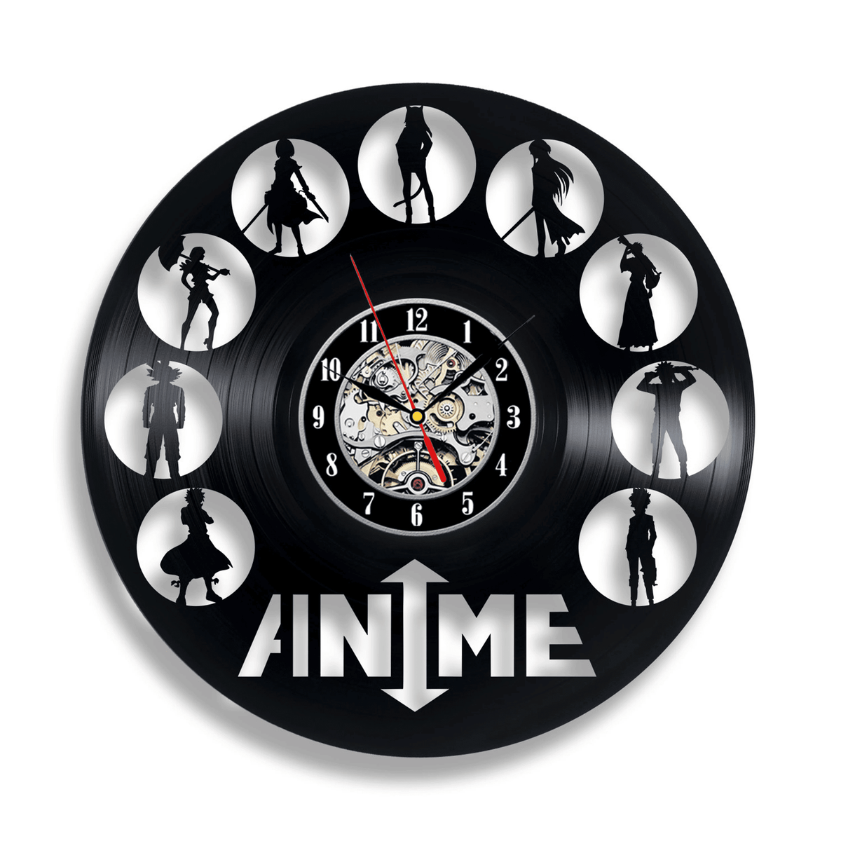 Anime Characters Vinyl Record Round Wall Clock Boy Room Art Modern Decor For Anime Lover Halloween Gifts For Brother
