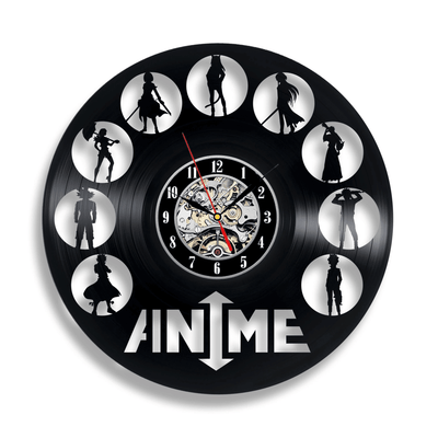 Anime Characters Vinyl Record Round Wall Clock Boy Room Art Modern Decor For Anime Lover Halloween Gifts For Brother