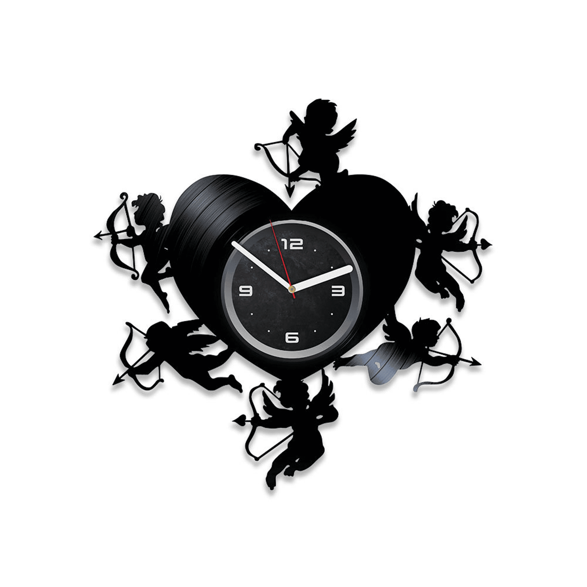 Cupids Vinyl Record Cute Wall Clock Contemporary Decor For Girls Room Cupids Love Womans Artwork Gift For Valentine's Day For Her