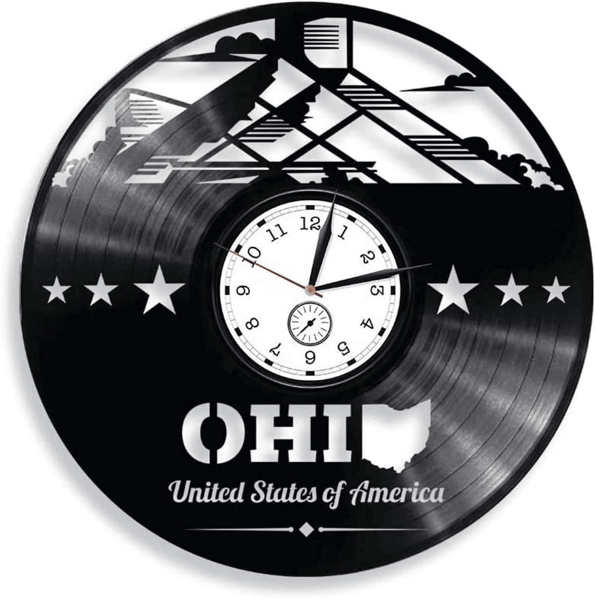 Ohio Vinyl Record Wall Clock States Art Unusual Wall Decor For Bedroom Housewarming Gift For Couple Patriotic Decor