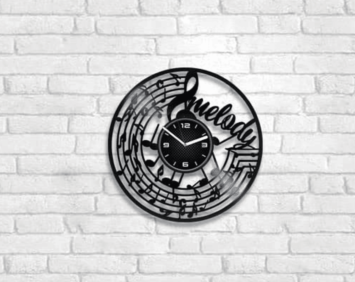 Music Melody Vinyl Record Clock Music Notes Art Vintage Wall Decor For Musician Christmas Gift For Teacher