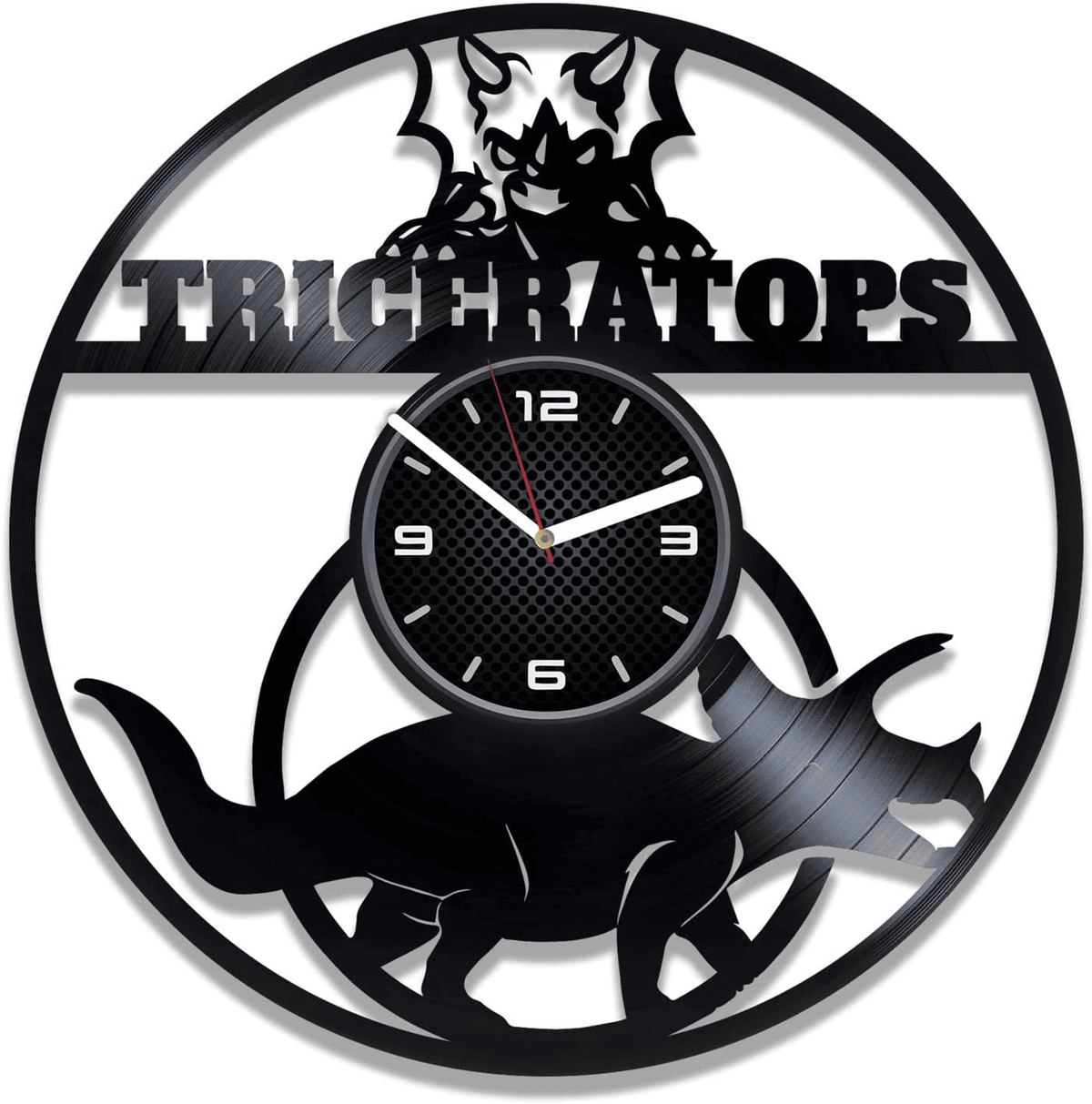Triceratops Dinosaur Vinyl Record Clock Nursery Wall Art Modern Wall Decor For Kids Birthday Gift Idea For Little Boy