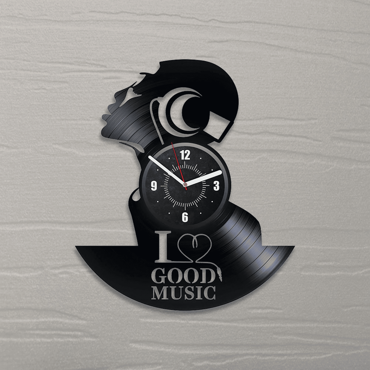 I Love Music Vinyl Record Black Wall Clock Music Home Decor Music Lover Gift For Her Music Artwork Birthday Gift For Best Friend