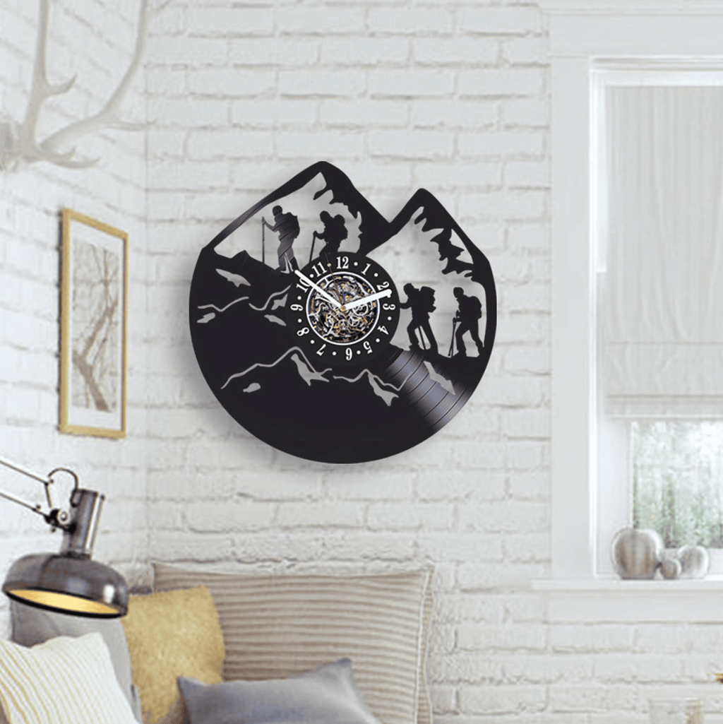 Climbing Mountains Vinyl Record Clock, Climb Art For Wall, Unque Decor Diy For Office, Silent Wall Clock, Birthday Gift Idea For Men