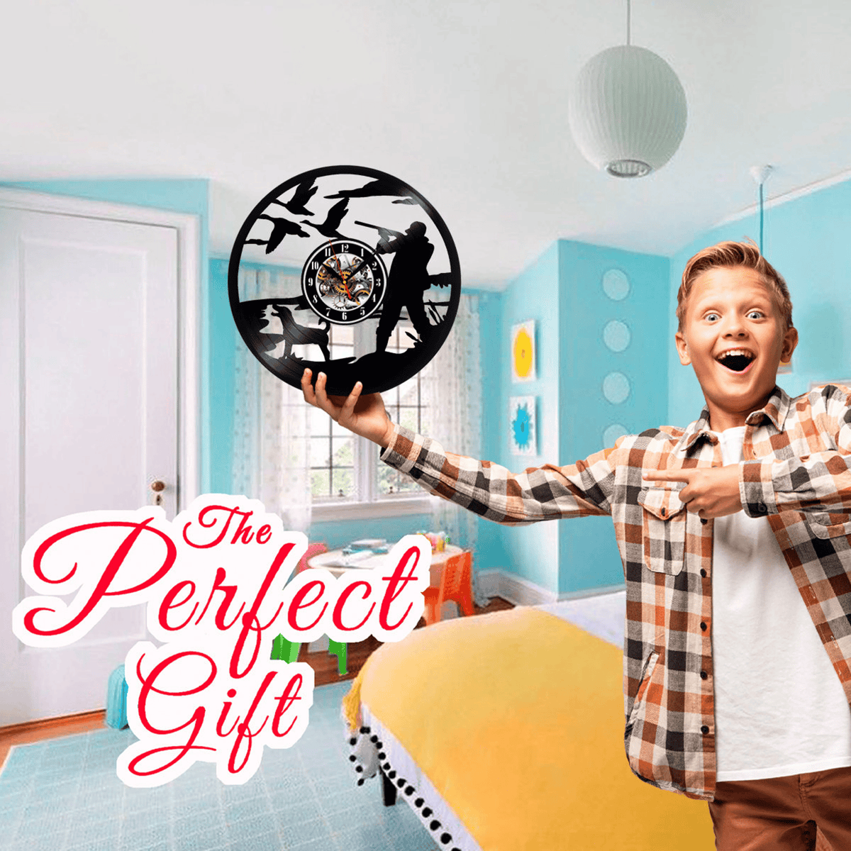Hunting Hunter Vinyl Record Wall Clock Gifts For Him Her Kids Decor For Home Bedroom Bathroom Kitchen Surprise Ideas For Best Friends