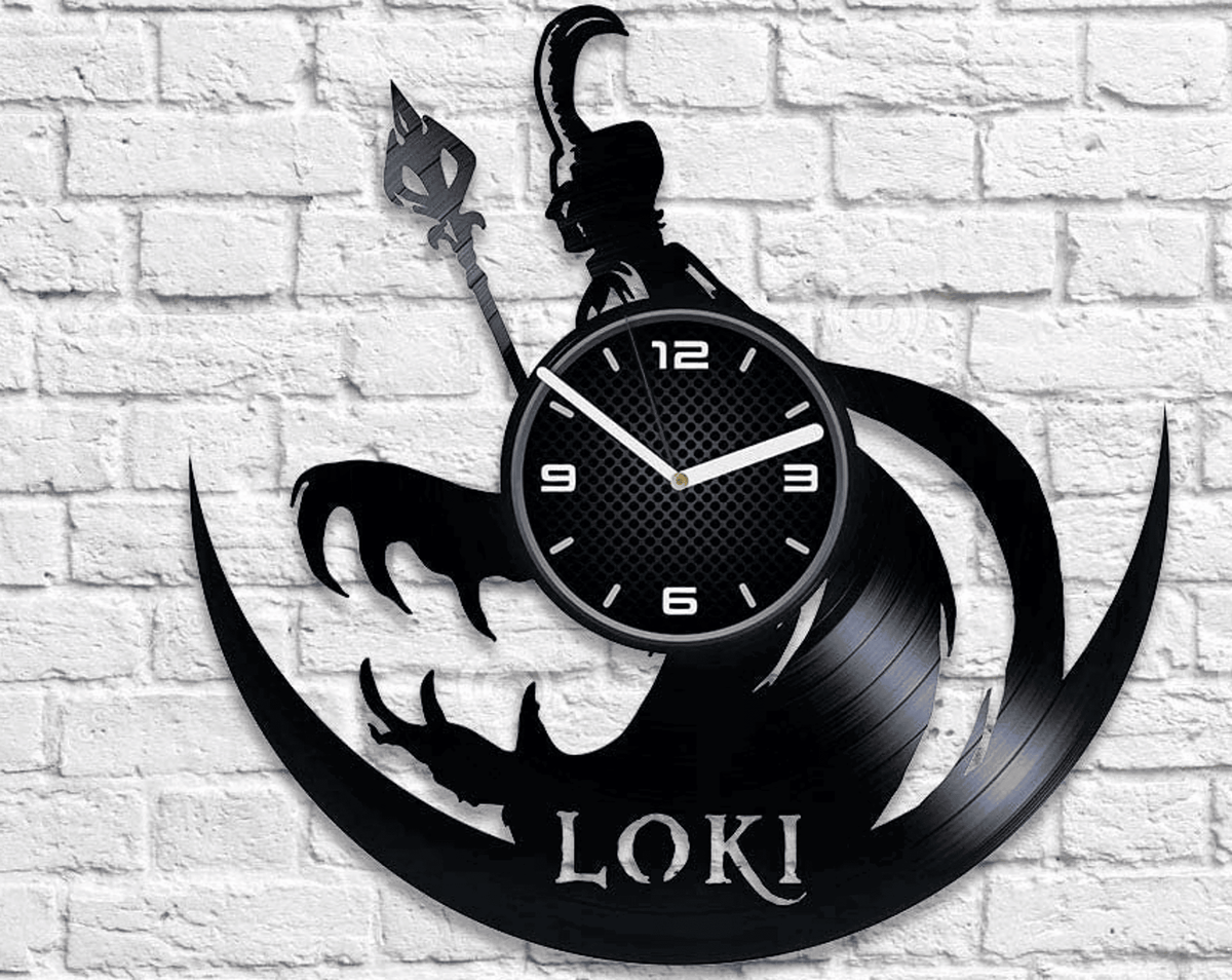 Famous Comic Character Vinyl Record Large Wall Clock Lokis Room Decor Creative Art For Bedroom Superhero Artwork Christmas Gift For Wife