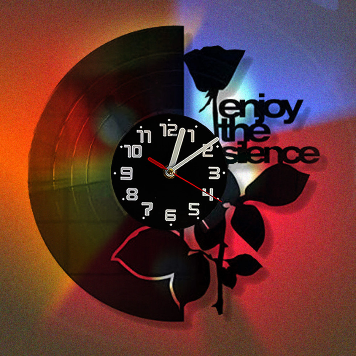 Enjoy The Silence Vinyl Record Clock With Remote Control Led Lights Room Decoration Gift For Fan Unique Design Clock Birthday Gift
