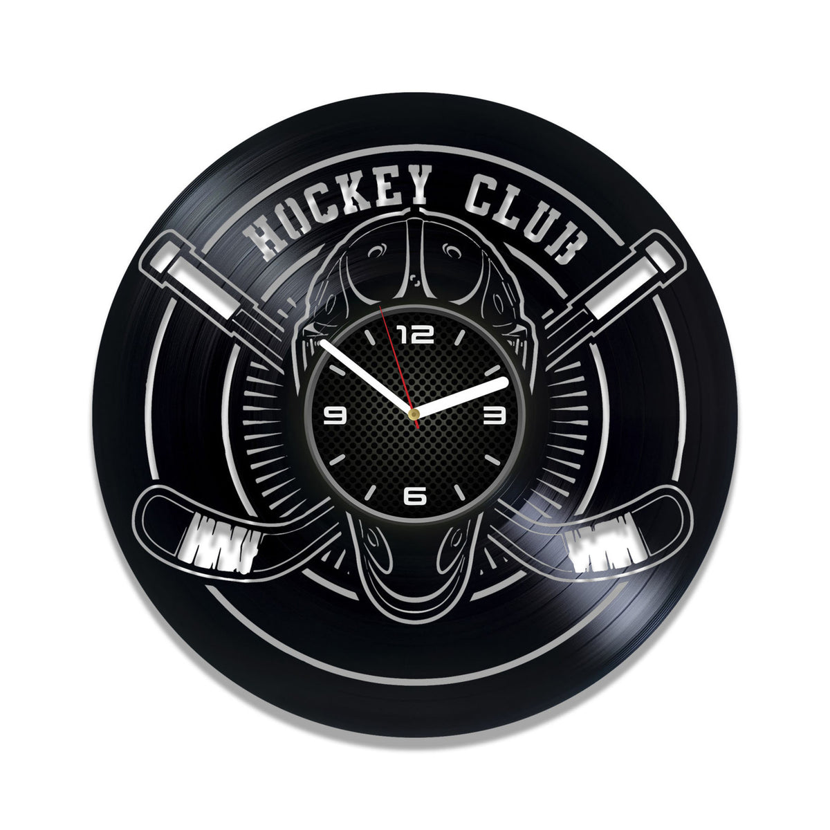 Hockey Team Vinyl Record Large Clock Unique Men Room Decor Modern Wall Art Ideas Christmas Gift for Hockey Coach