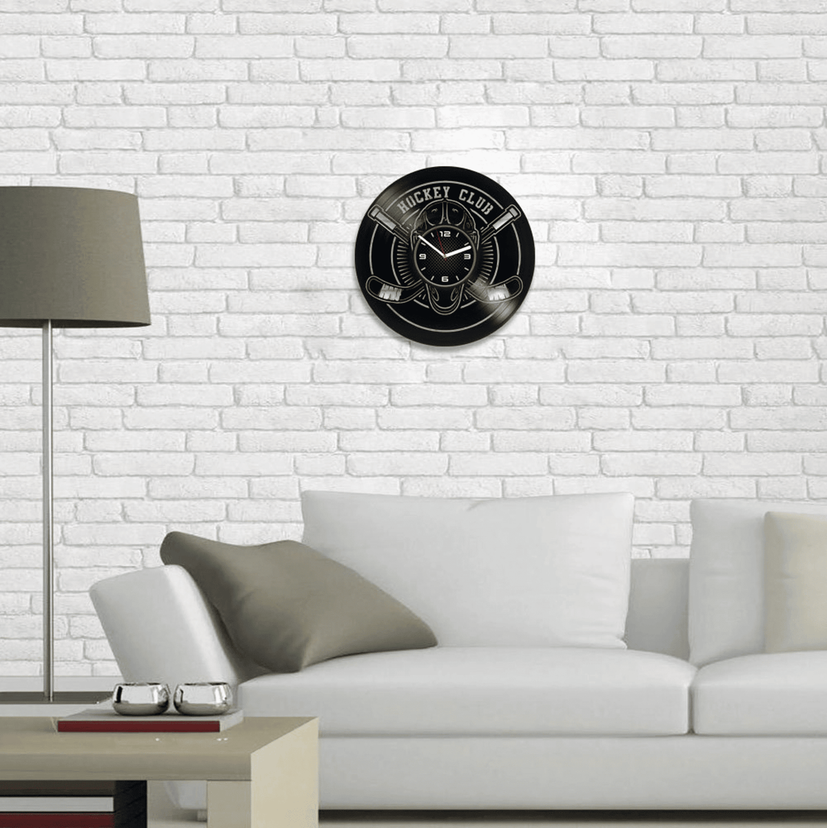 Hockey Team Vinyl Record Large Clock Unique Men Room Decor Modern Wall Art Ideas Christmas Gift for Hockey Coach