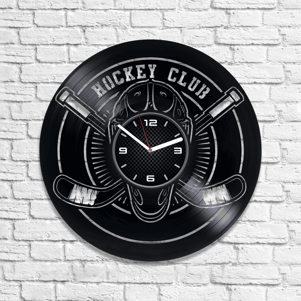 Hockey Team Vinyl Record Large Clock Unique Men Room Decor Modern Wall Art Ideas Christmas Gift for Hockey Coach