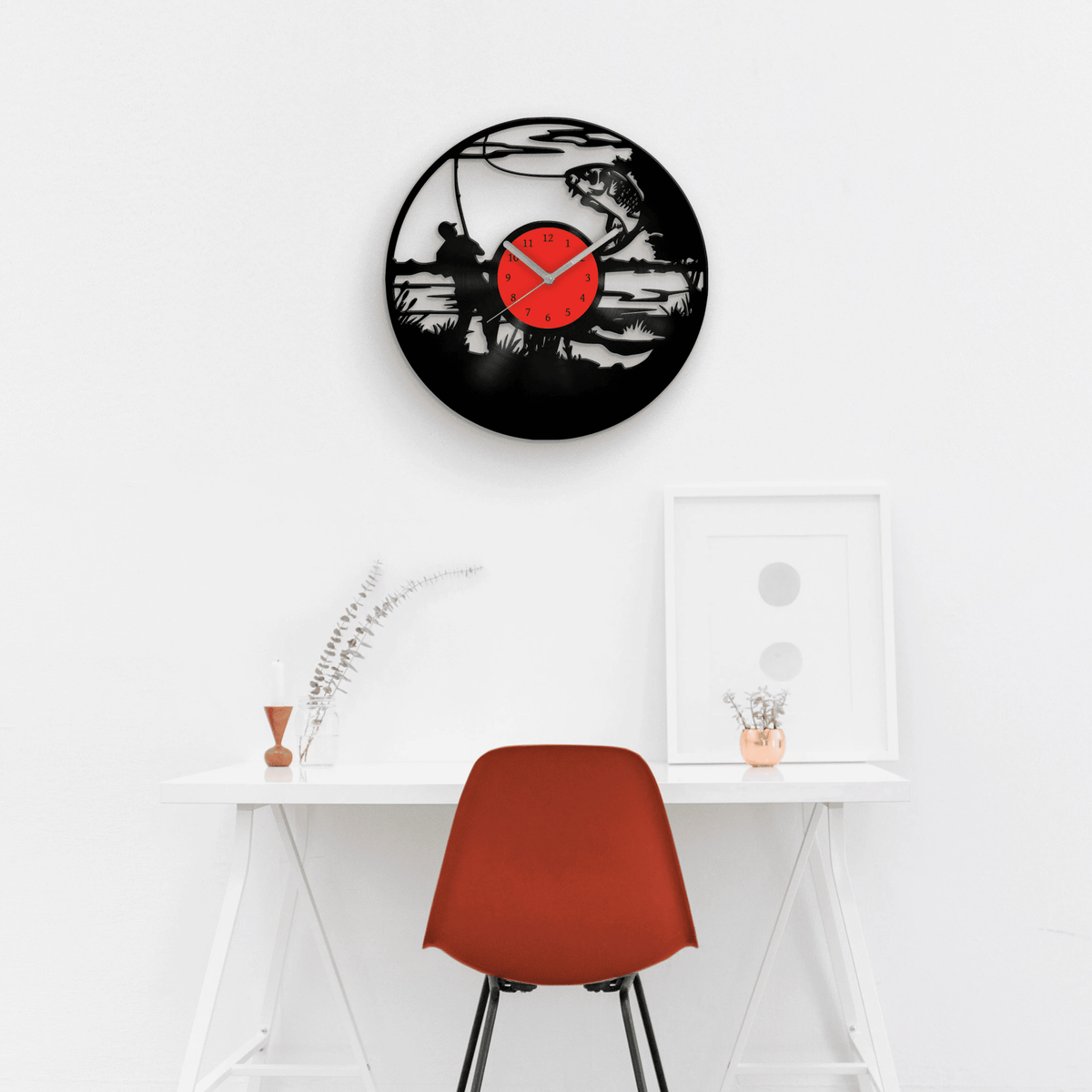 FISHING - Vinyl Clock, Best Gifts for Men, Man Cave Sign, Wall Hanging for Him, Best Birthday Presents for Dad, Fisherman Decor, Wall Art