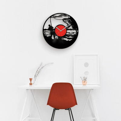FISHING - Vinyl Clock, Best Gifts for Men, Man Cave Sign, Wall Hanging for Him, Best Birthday Presents for Dad, Fisherman Decor, Wall Art
