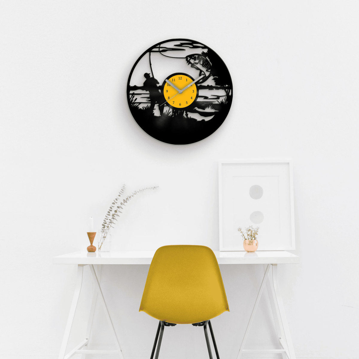 FISHING - Vinyl Clock, Best Gifts for Men, Man Cave Sign, Wall Hanging for Him, Best Birthday Presents for Dad, Fisherman Decor, Wall Art
