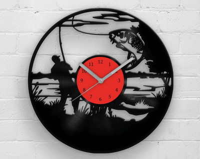 FISHING - Vinyl Clock, Best Gifts for Men, Man Cave Sign, Wall Hanging for Him, Best Birthday Presents for Dad, Fisherman Decor, Wall Art