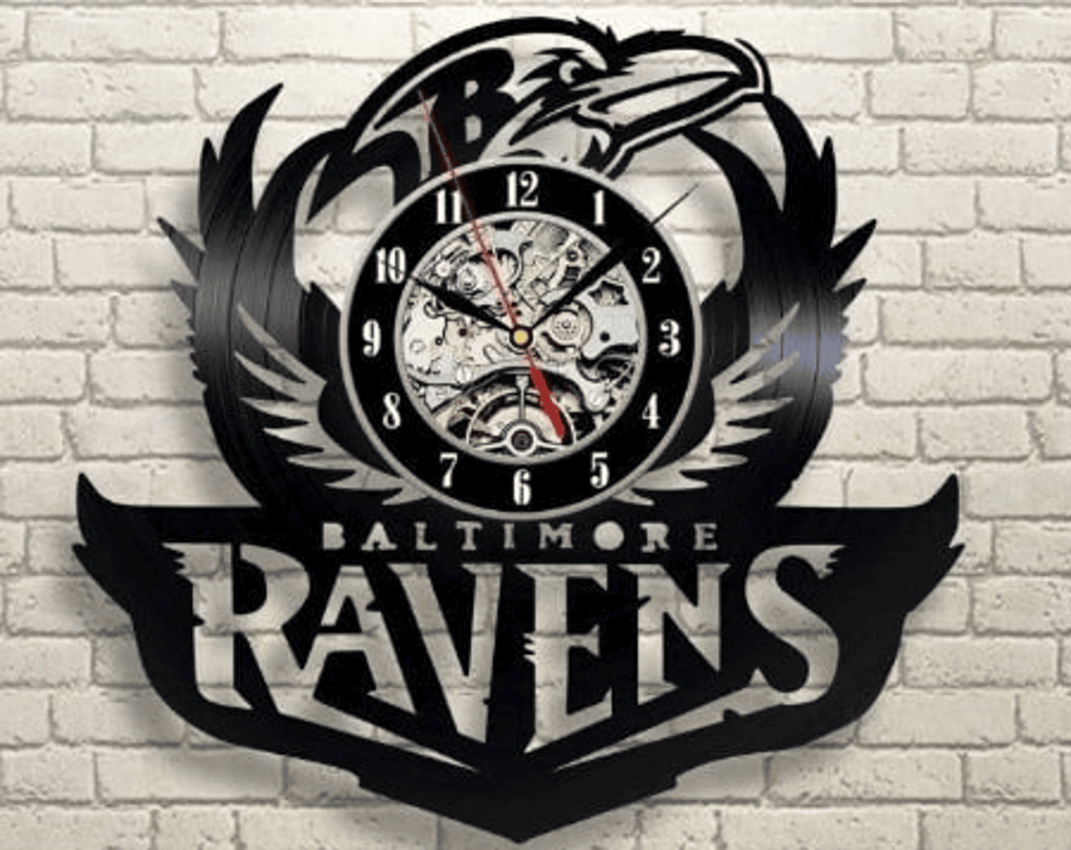 Football Team Logo Vinyl Record Clock, American Football Wall Decor, Sport Team Art, Original Gift For Boyfriend