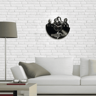 Drowning Pool Vinyl Record Wall Clock, Music Gift Ideas, Contemporary Decor For Office, Birthday Gifts, Bodies, Tear Away, Step Up, Sinner