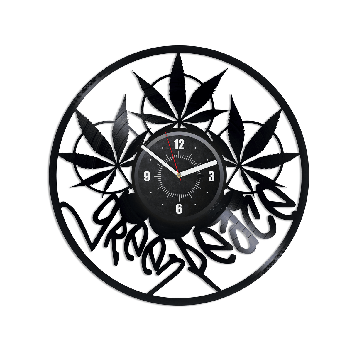 Eco Friendly Vinyl Record Large Wall Clock Cannabis Leaf Funny Decor For Dorm Plants Lover Gift Eco Friendly Art Holiday Gift For Coworker