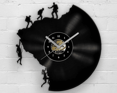 Climbing Men Wall Decor, Vinyl Clock Climbers, Trailblazer Art, Innovative Travel Gift Idea, Outdoor Sports, Unique Father's Day Gifts