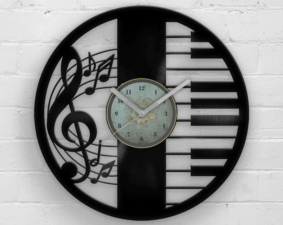 Piano Music Wall Art, Vinyl Clock, Old Record Decor, Best Birthday Gifts, Music Lover Gift, Stylish Decoration for Father, Jazz Style Clocks