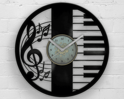 Piano Music Wall Art, Vinyl Clock, Old Record Decor, Best Birthday Gifts, Music Lover Gift, Stylish Decoration for Father, Jazz Style Clocks
