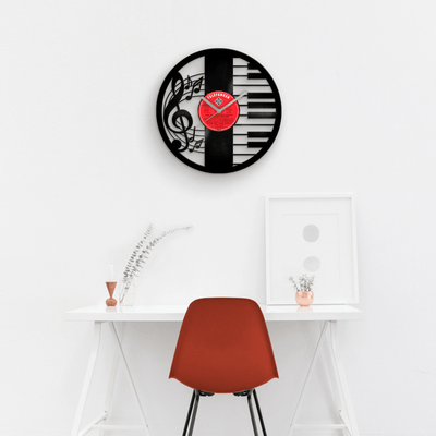 Piano Music Wall Art, Vinyl Clock, Old Record Decor, Best Birthday Gifts, Music Lover Gift, Stylish Decoration for Father, Jazz Style Clocks