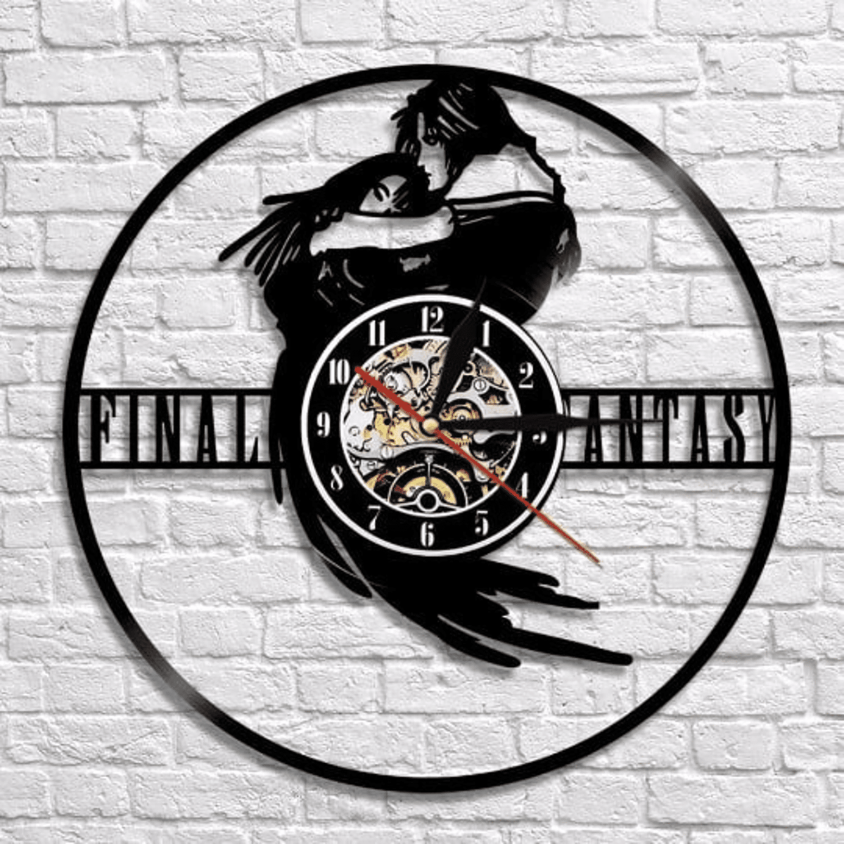 Final Fantasy Vinyl Record Laser Cut Clock, Gamer Boy Gifts, Japanese Gaming Art, Original Decor For Playroom, Final Fantasy Wall Decor