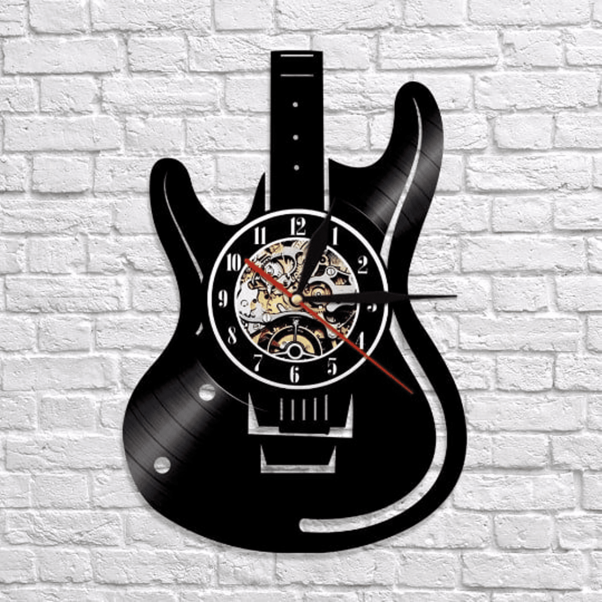 Guitar Body Vinyl Record Clock, Guitar Gifts for Dad, Guitar Home Decor, Music Instrument Wall Art, Music Teacher Christmas Gift