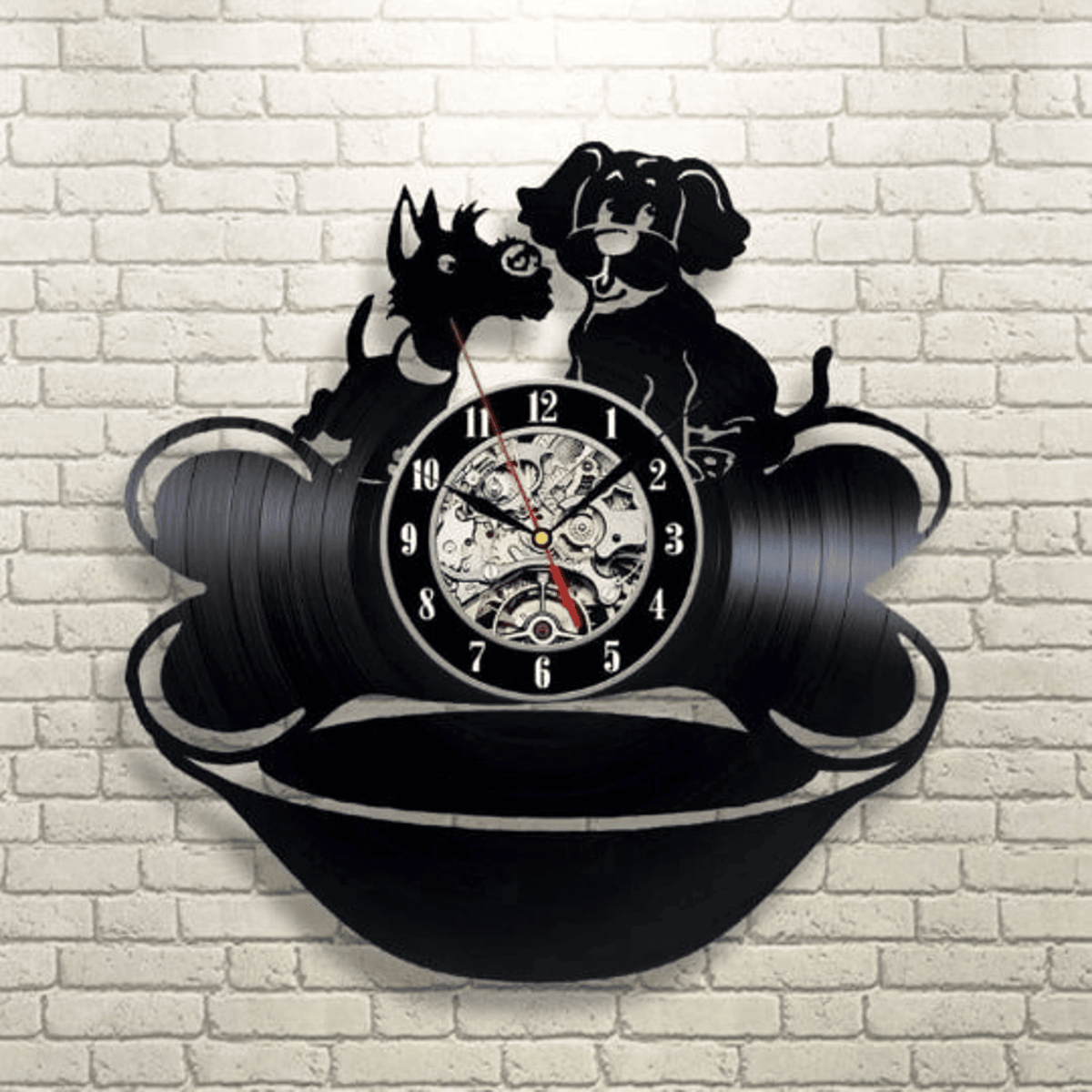 Dogs Vinyl Record Silent Wall Clock, Funny Animals Art, I Love Dogs, Animal Decor For House, Dog Artwork, Wedding Gift For Couple