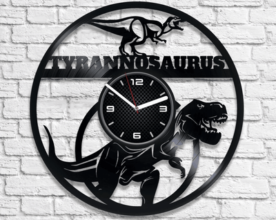 Tyrannosaurus Vinyl Record Black Clock Tyrannosaurus Gift Dinosaur Art For Nursery Funny T-Rex Wall Decor Birthday Gift For Kids