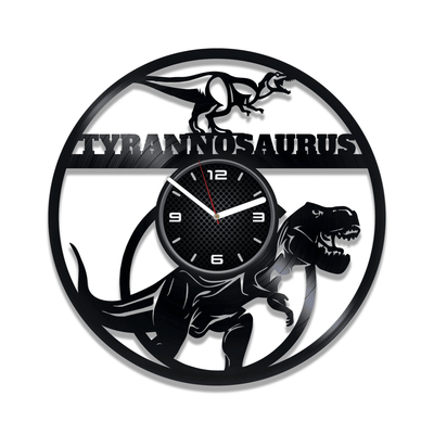 Tyrannosaurus Vinyl Record Black Clock Tyrannosaurus Gift Dinosaur Art For Nursery Funny T-Rex Wall Decor Birthday Gift For Kids