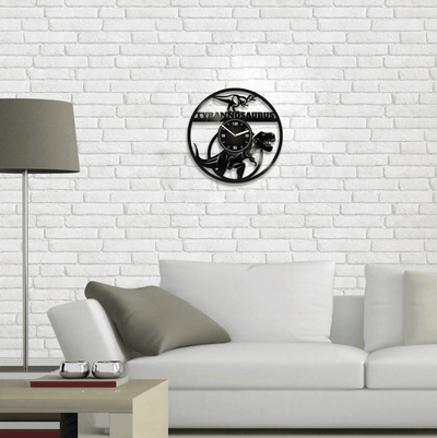 Tyrannosaurus Vinyl Record Black Clock Tyrannosaurus Gift Dinosaur Art For Nursery Funny T-Rex Wall Decor Birthday Gift For Kids