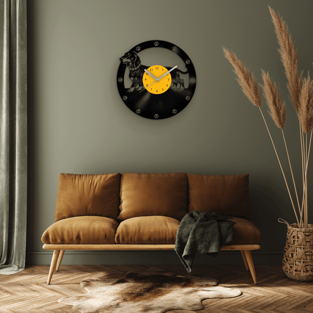 Dachshund Gifts, Dachshungs Art, Gift for Dog Lover, Pet Portrait, Vinyl Clock, Cute Artwork, Sausage Dogs, Home Decor Dogs, Gift for Her