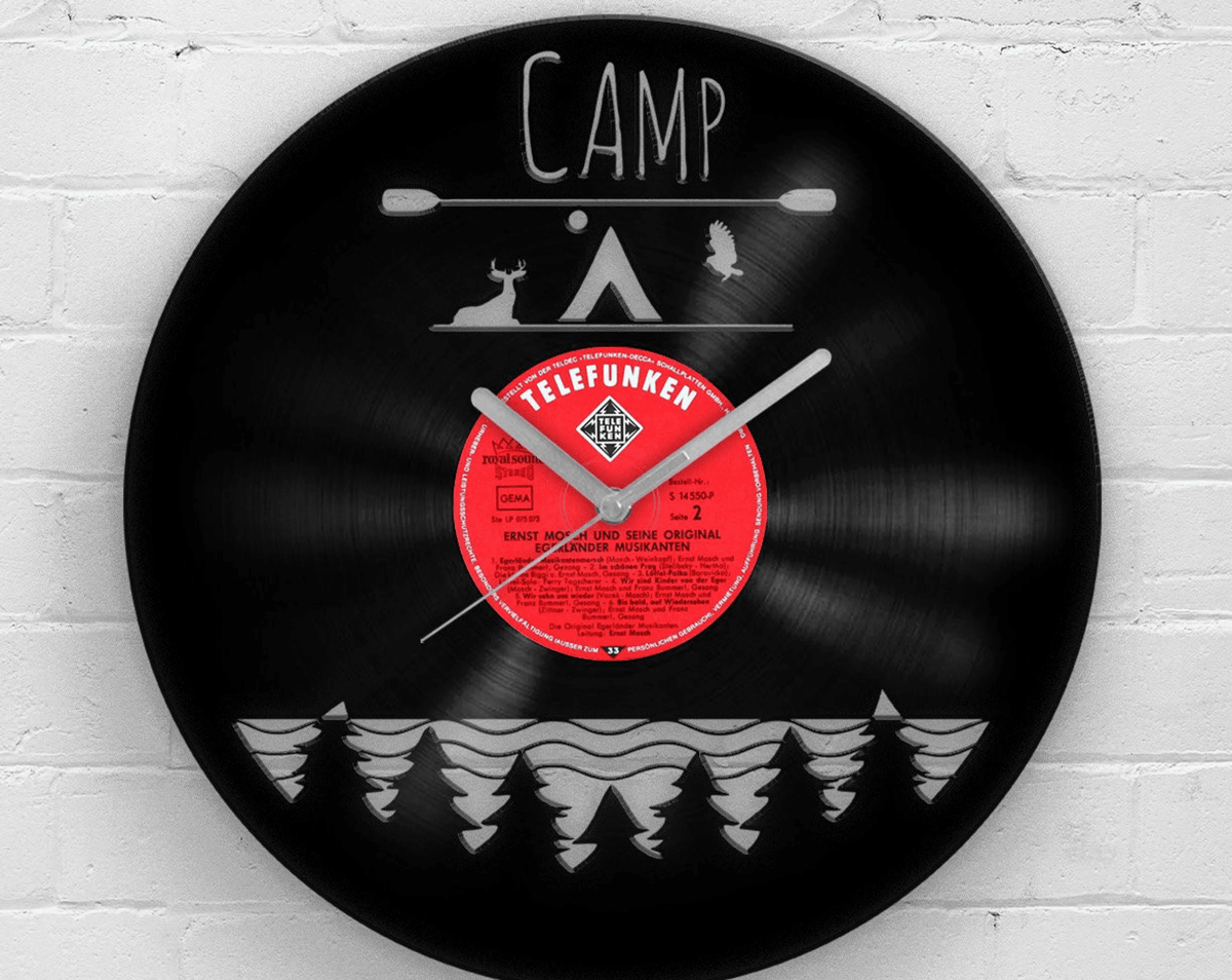 Camping Gift for Men - Vinyl Clock Camping, Adventurer Gifts, Wanderlust Gifts, Innovative Travel Gift Idea to Gift, Unique Adventure Gift