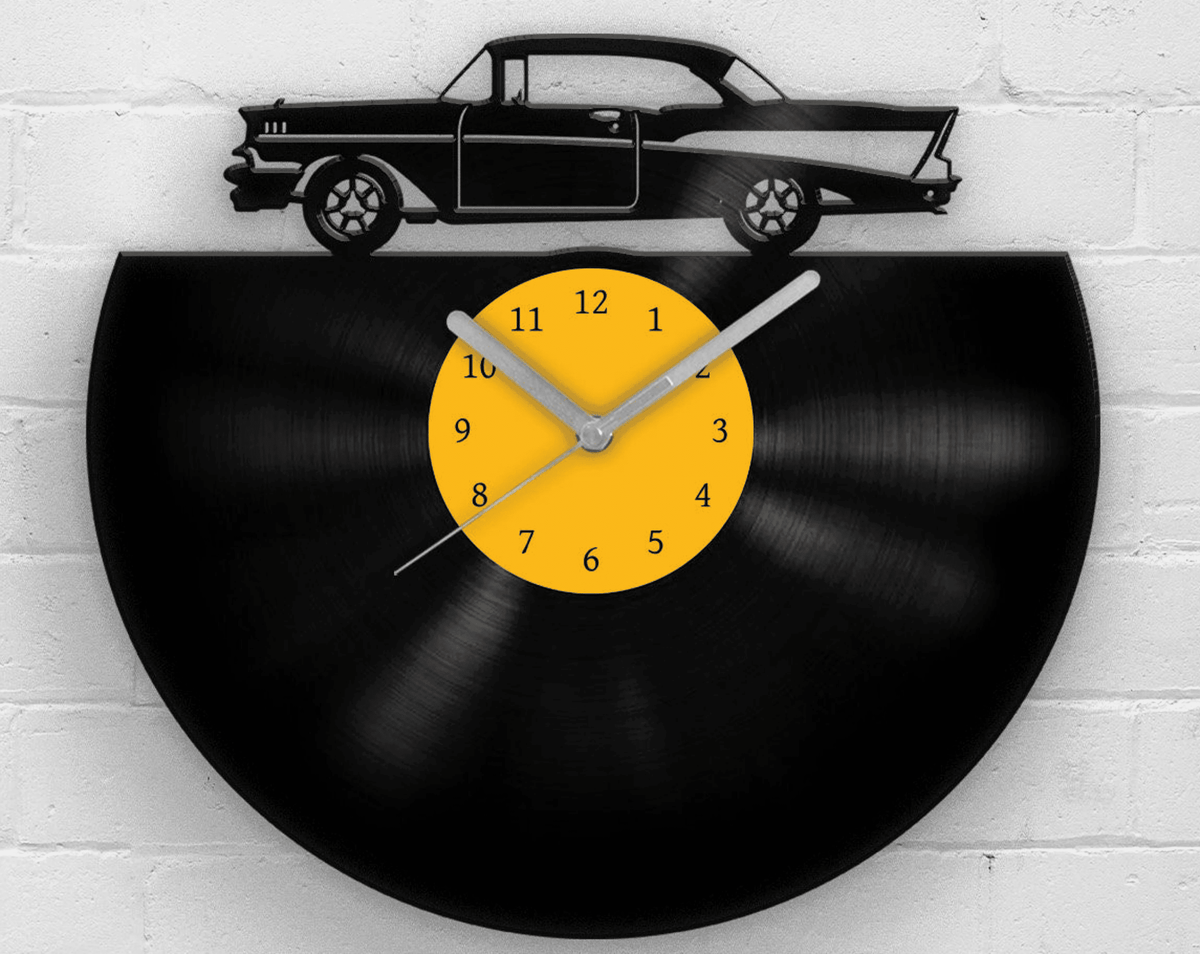 Father's Day Gift, Vinyl Clock, Classic Car Art, Retro Cars Decor, Garage Sign, Man Cave Decoration, Unique Present for Him, Old Automotive