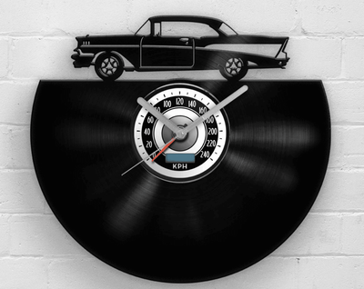Father's Day Gift, Vinyl Clock, Classic Car Art, Retro Cars Decor, Garage Sign, Man Cave Decoration, Unique Present for Him, Old Automotive