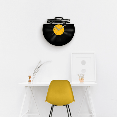 Father's Day Gift, Vinyl Clock, Classic Car Art, Retro Cars Decor, Garage Sign, Man Cave Decoration, Unique Present for Him, Old Automotive