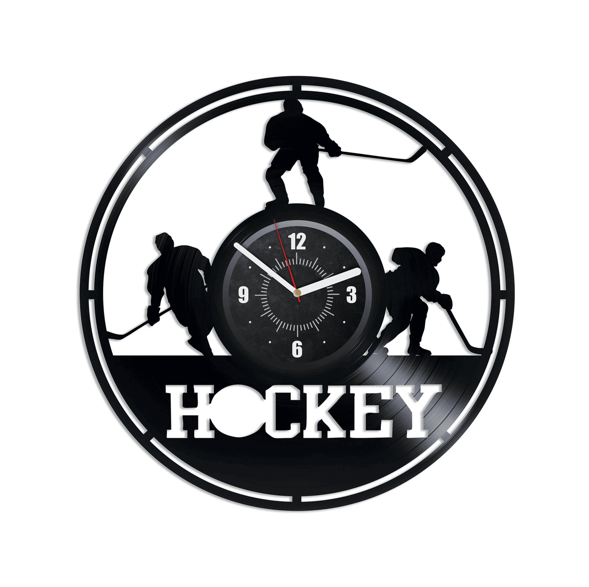 Hockey Vinyl Record Round Wall Clock Hockey Room Decor For Boys Hockey Wall Art Sports Wall Decor Hockey Team Gifts Winter Holiday Gift
