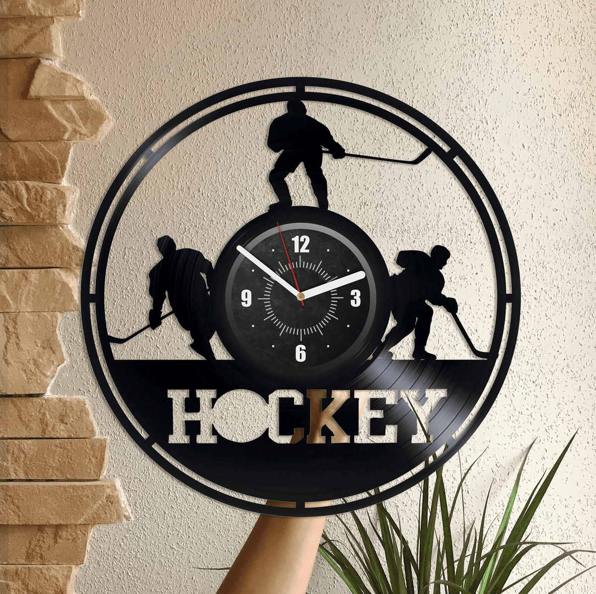 Hockey Vinyl Record Round Wall Clock Hockey Room Decor For Boys Hockey Wall Art Sports Wall Decor Hockey Team Gifts Winter Holiday Gift