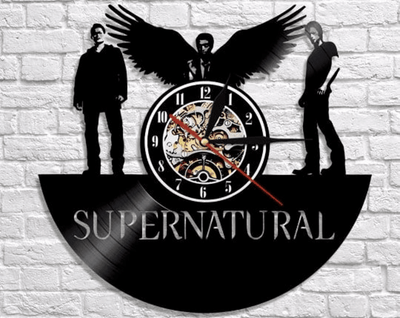 Supernatural Vinyl Record Black Wall Clock TV Show Wall Art Unique Womens Bedroom Wall Decor Supernatural Artwork Engagement Gifts For Her