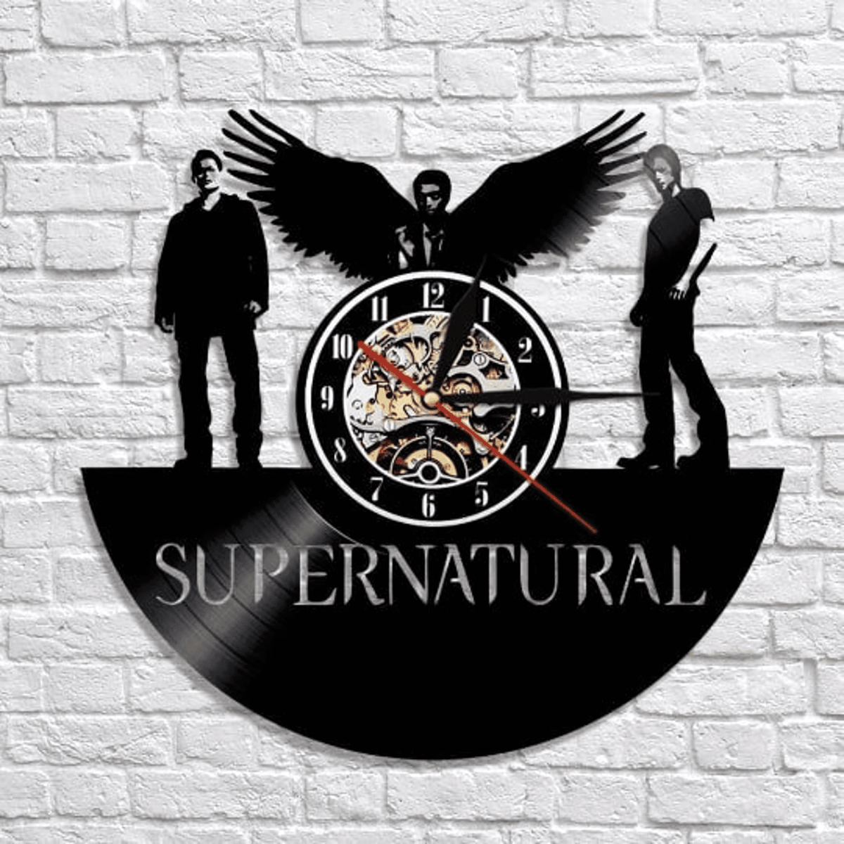 Supernatural Vinyl Record Black Wall Clock TV Show Wall Art Unique Womens Bedroom Wall Decor Supernatural Artwork Engagement Gifts For Her